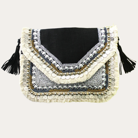 Silver Haze Purse/Clutch/ Sling - Black